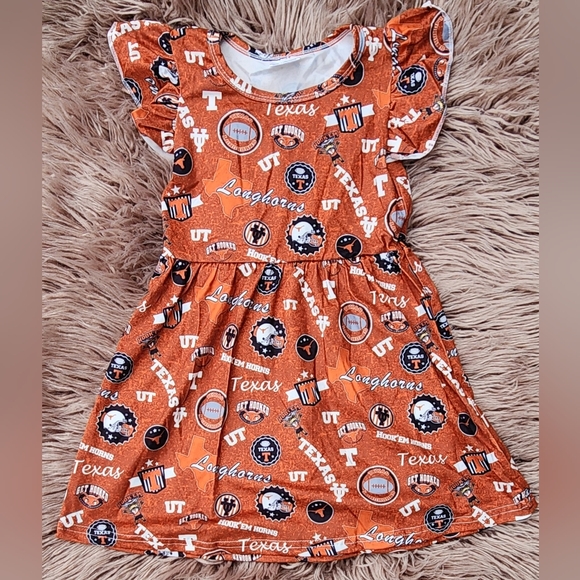 Orange Kids Dress with Texas Longhorns Design - Picture 1 of 2